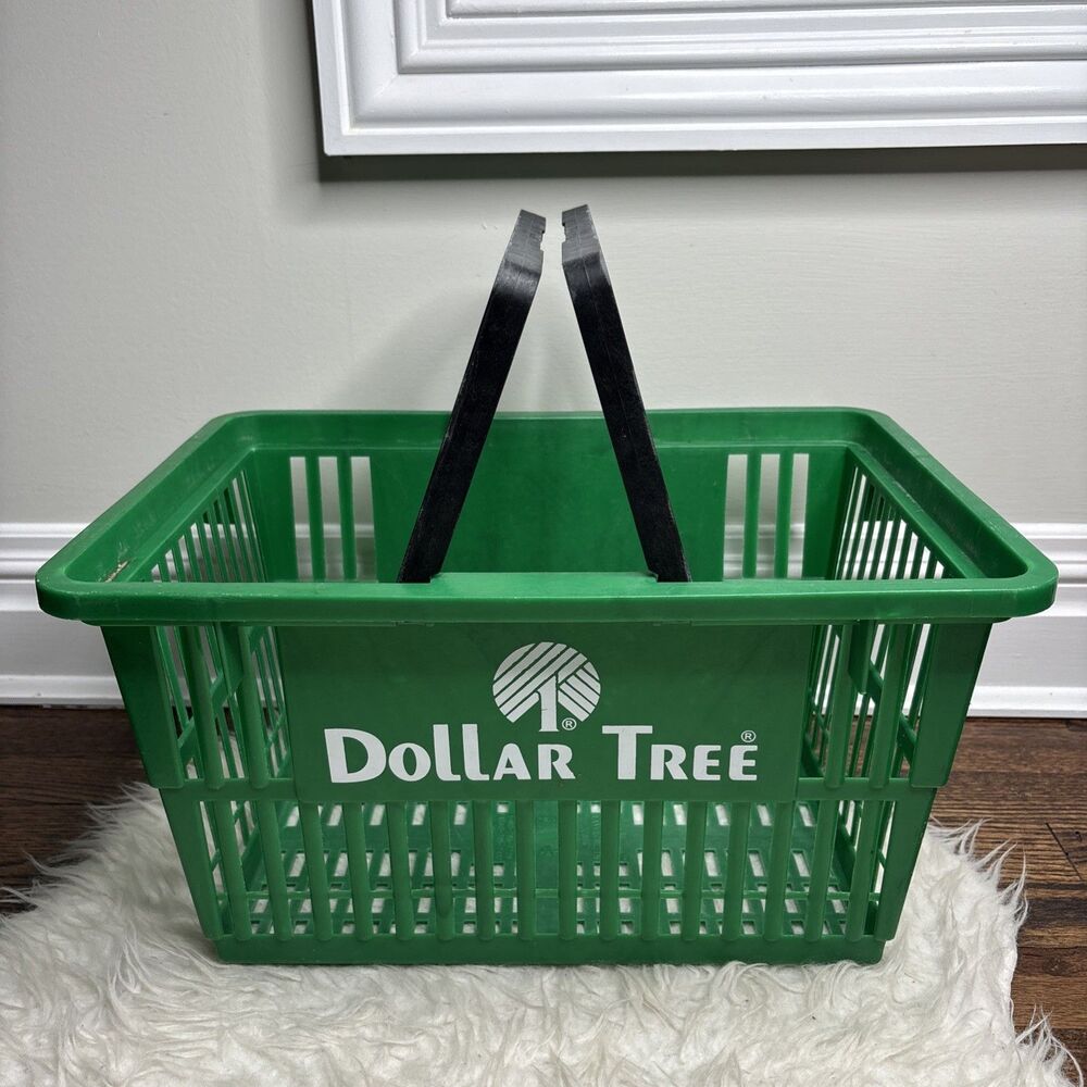 Vintage Green Dollar Tree Plastic Shopping Basket